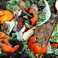 Lebensmittel liegen im Müll