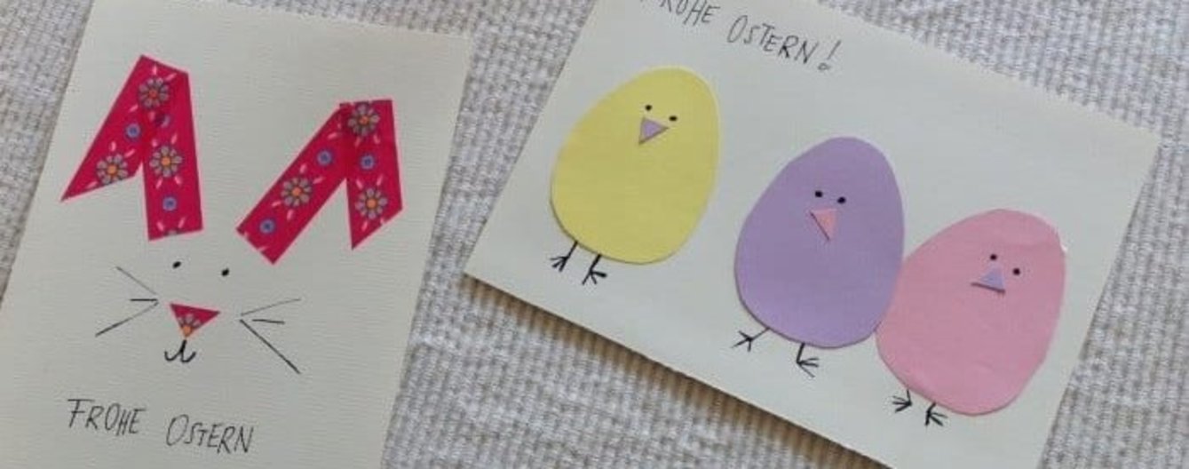 Osterkarten basteln: Hasengruß und Kükentanz - meinefamilie.at Osterkarten selber gemacht
