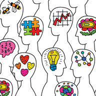 Zeichnung von Körfen mit Symbolen in ihnen