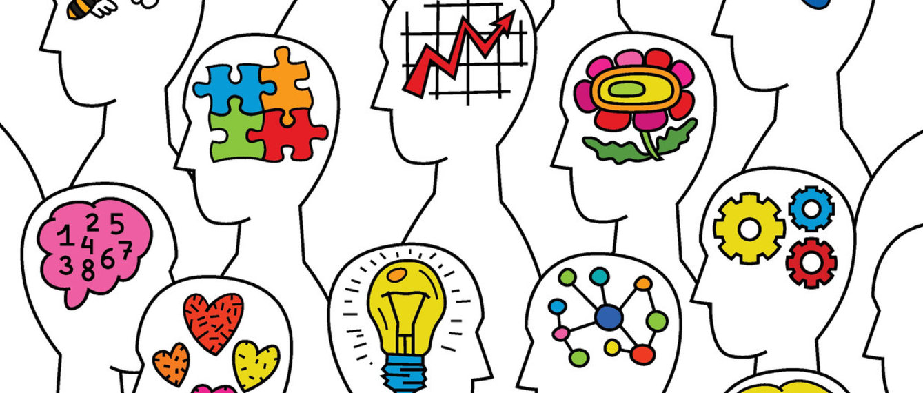 Zeichnung von Körfen mit Symbolen in ihnen