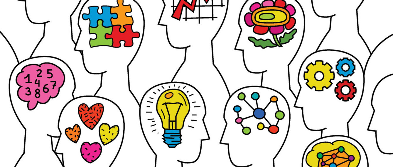 Zeichnung von Körfen mit Symbolen in ihnen